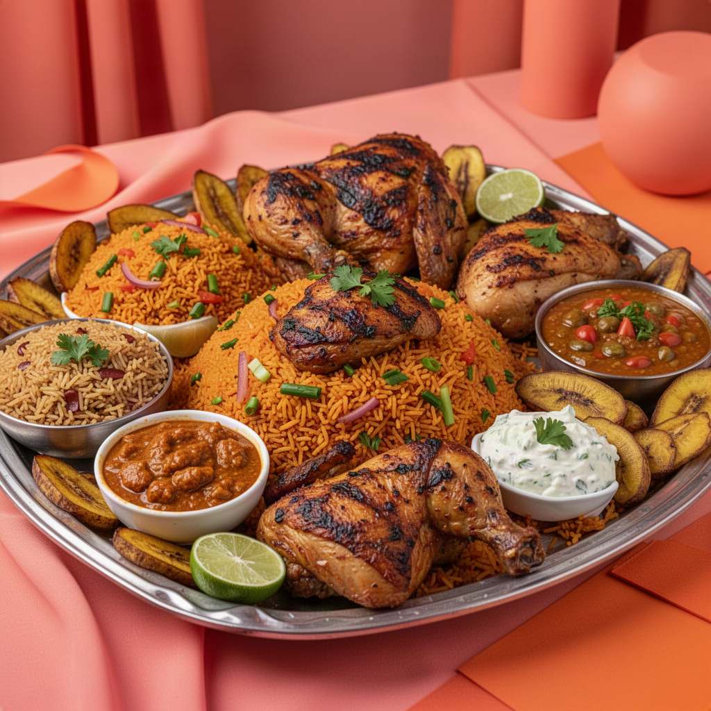 Large Nigerian food catering platter